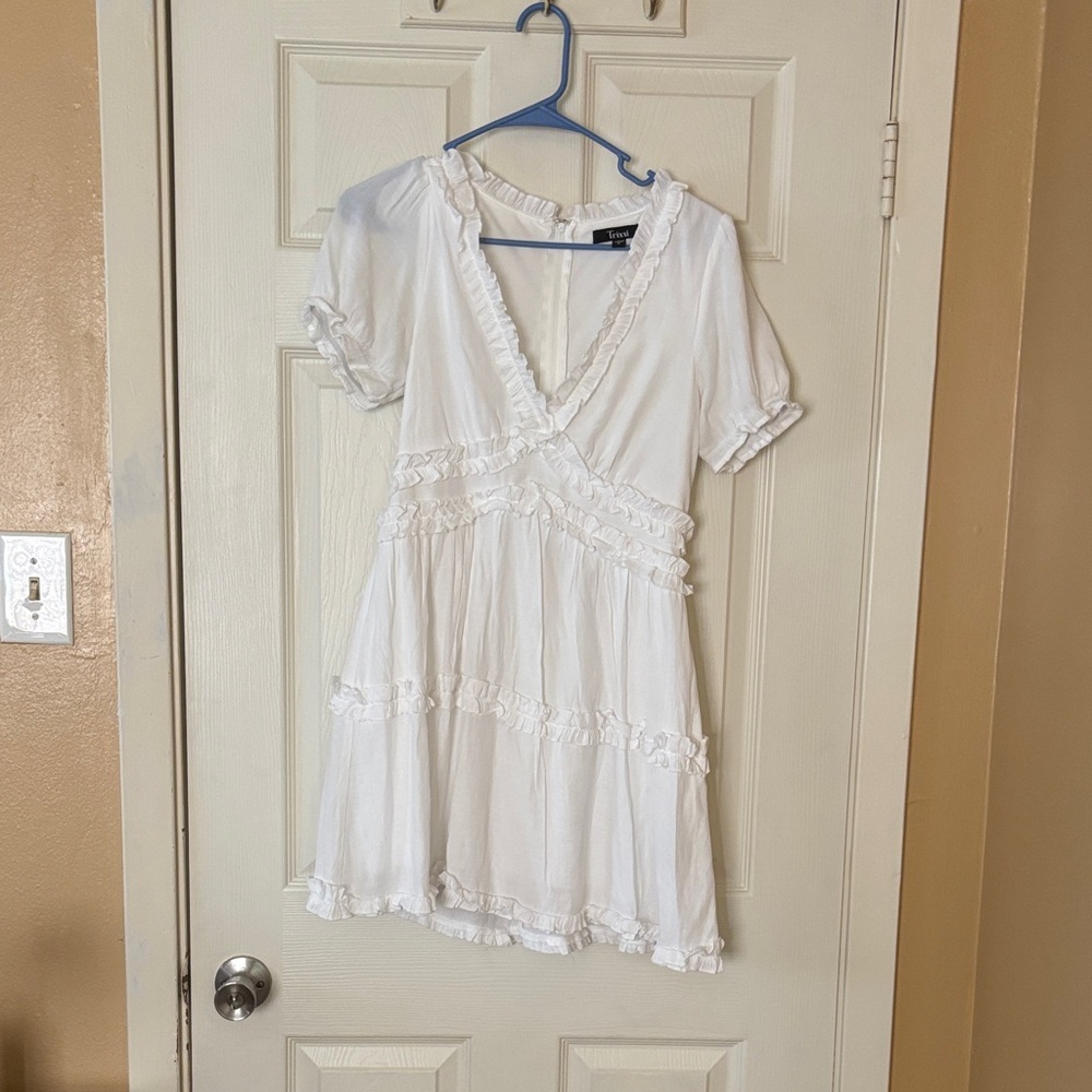 Trixxi White Ruffle Mini Dress